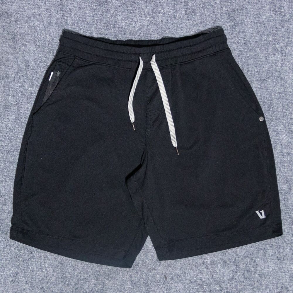 Vuori Ponto Shorts Men's Small 7" Black Performance Stretch Gym Workout Active